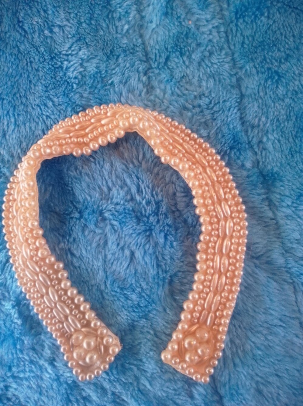 Pearl-Embellished Pink Beaded Headband